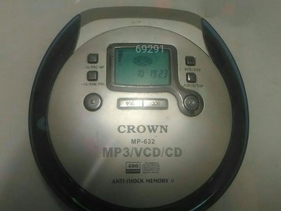 CROWN CD隨身聽，VCD隨身聽，VCD播放器，MP3隨身聽，MP3播放器，隨身聽，播放器~CROWN cd隨身聽~功能正常可播放三種光碟片