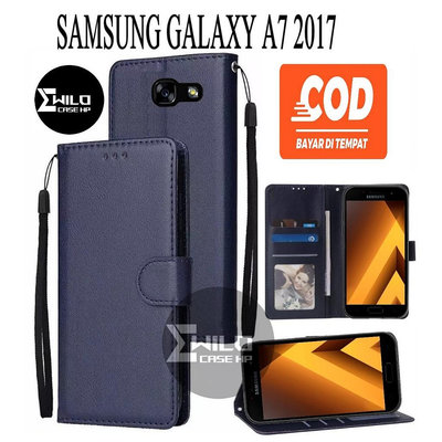 SAMSUNG Hp 保護套翻蓋錢包三星 Galaxy A7 2017 高級皮革翻蓋錢包保護套/手機錢包保護套
