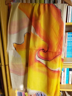 MONS 頂級喀什米爾純羊絨藝術抽象畫手繪大披肩  100% cashmere scarf / shamina