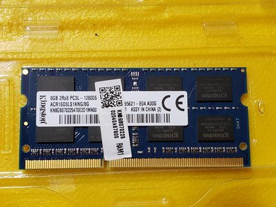 金士頓 Kingston 筆記型電腦 DDR3-1600 8GB記憶體799+一元起標