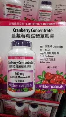 【好市多COSTCO 代購】Webber 高單位 250錠 蔓越莓濃縮精華膠， 蔓越莓膠囊，加拿大