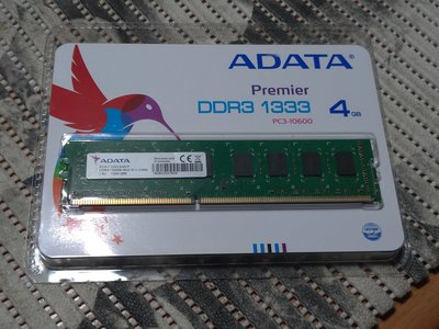 【台中阿忠電腦】ADATA 威剛  DDR3 1333 4G 雙面~~550~~