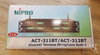 【陸比音樂．實體店】MIPRO ACT-312BT 1U四頻道自動選訊無線麥克風