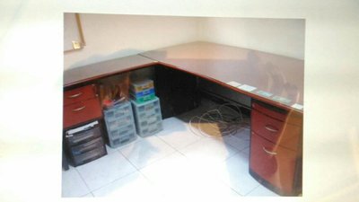 L型 實木辦公桌 工作桌 附鎖抽屜櫃 (不含零件收納盒)