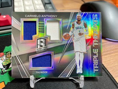 甜瓜 Carmelo Anthony 限量/99 三格球衣卡 jersey patch 2017-18 Spectra Triple Silver 銀亮 超美！