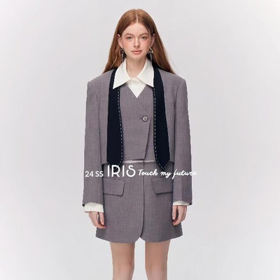 「原創設計」IRIS  x TRIL 系列 24新款 廢土風套裝驚鴻西裝套裝襯衫洋裝女IB72029-ID720
