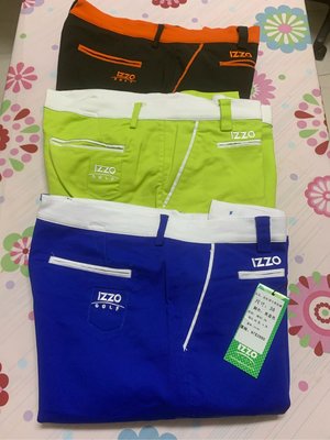 （免運費）IZZO 高爾夫球短褲GOLF彩虹高彈力.尺寸：38 2XL(黑橘.藍白.蘋果綠白）零碼3件！