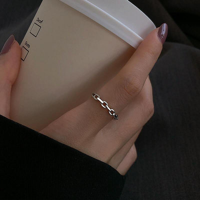 925純銀素圈戒指女設計指環時尚冷淡風輕奢食指個