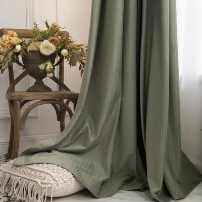 【熱賣下殺】北歐橄欖綠窗簾輕奢絲絨布遮光客廳臥室落地窗簡約天鵝絨高檔布簾