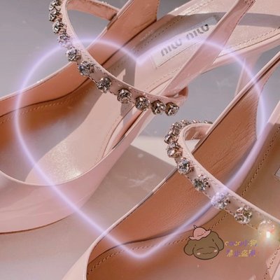 MIUMIU 繆繆 glitter slingback pumps 高跟鞋 水晶飾帶高跟鞋 粉色 全新閒置