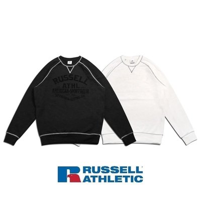 Cover Taiwan 官方直營 Russell Athletic 嘻哈 情侶裝 大學T 黑色 白色 大尺碼 (預購)