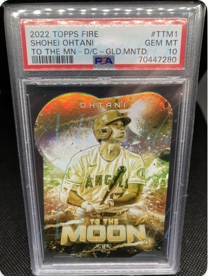MLB 2022 Topps Fire Shohei Ohtani To The Moon Die Cut Gold Minted PSA 10大谷翔平鑑定卡