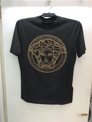 Versace 黑標 水鑽 女王頭 圖案 圓領T恤 全新正品 男裝 歐洲精品