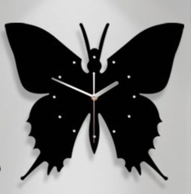 歐美進口 簡約時尚時鐘 蝴蝶造型靜音掛鐘 牆上時鐘牆鐘北歐風黑色蝴蝶掛鐘牆鐘時鐘居家餐廳牆面裝飾鐘