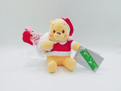 香港迪士尼樂園 2018聖誕節限定商品 聖誕小熊維尼＆聖誕小豬公仔鑰匙圈吊飾