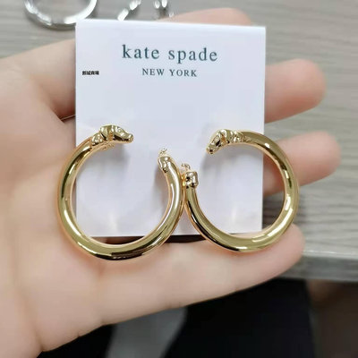 【現貨精選】Kate Spade 個性創意狗狗光面素圈圓形逼真動物造型夸張耳圈耳環女潮