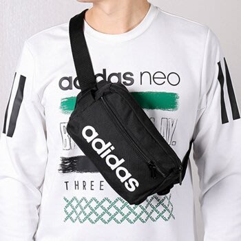 【Dr.Shoes 】Adidas Linear Core Bag 黑 白Logo 隨身包 腰包 側背包 DT4827