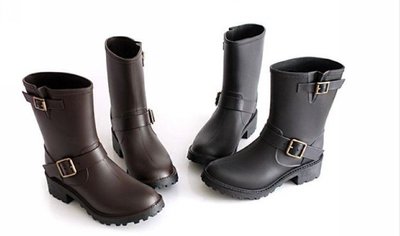 香港OUTLET代購 歐美品牌雨靴 朋克風格 馬丁雨鞋 中筒騎士雨靴 平跟水鞋 機車靴 搭扣水靴 馬丁短靴