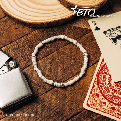 BTO【handmade works】職人手作系列 B37民族風印地安銀珠貝殼琉璃貿易珠 手環