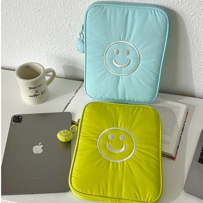 韓版笑臉可愛刺繡平板包ipad收納包適用於蘋果pro11寸便攜內袋