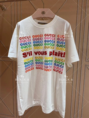 【BLACK A】Gucci 23新款彩色亮片短袖T恤 白色 價格私訊 男女同款