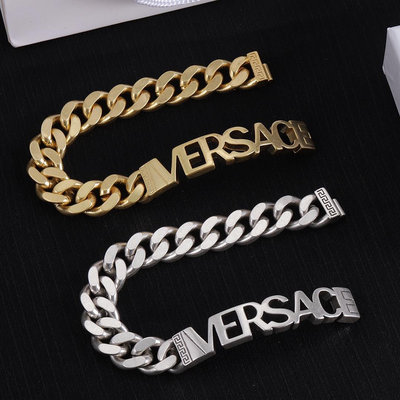 義大利時尚品牌Versace凡賽斯字母粗鏈條手鍊 代購