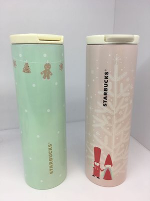 星巴克 Christmas Starbucks韓國限量 保溫瓶 紅 綠 各一