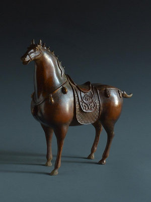 金品集純銅馬高頭大馬立馬唐馬擺件古銅色傳世老包漿精美收藏藝術品擺件