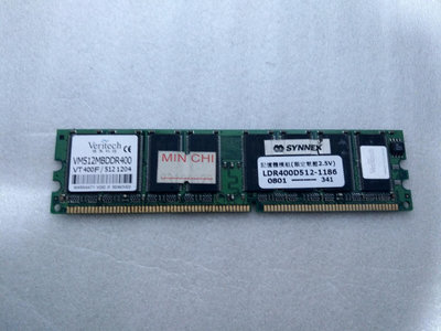 243 （3C）（電腦）VT 400F Veritech 512M DDR 400 記憶體 Synnex 聯強 標籤「1」(1)