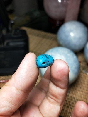 藍松石工藝品~珠子~直向雙孔~1顆1元