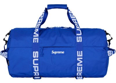 免運Supreme Duffle Bag ss18 Royal 旅行健身中袋現貨(offwhite