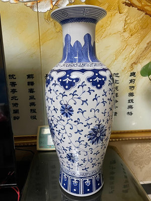 中華陶藝，中華陶瓷，臺灣花瓶，臺灣陶瓷花瓶，超大，純手繪青花
