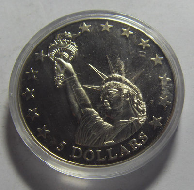 利比里亞 2000年 5元 ，美國紐約 自由女神像 紀念 鎳幣10【懂胖收藏】銀元 銀幣 洋錢