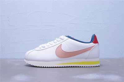 Nike Classic Cortez 白 粉勾 阿甘鞋 皮革 休閒運動慢跑鞋 男女鞋807471-114【ADIDAS x NIKE】