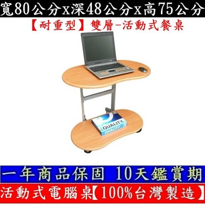 100%台灣製造【全新品-耐重型】80寬-雙層-移動式餐桌-床邊桌-書桌-活動式手提電腦工作桌-TB4880H-楓葉紅