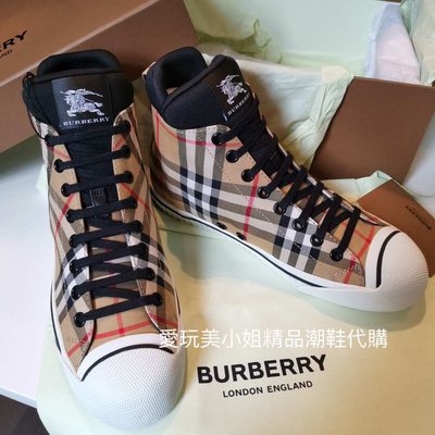 Burberry 新款 格紋 高筒鞋