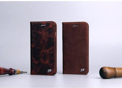 FierreShann瘋馬紋iPhone 6/6s(4.7) 6/6s+(5.5) 磁吸側掀手工真皮皮套立架插卡手機皮套