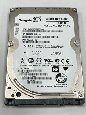 199元起標.好東西100%.Seagate.SSHD 500GB 5400轉 64MB.SATA.NB 2.5 混合碟