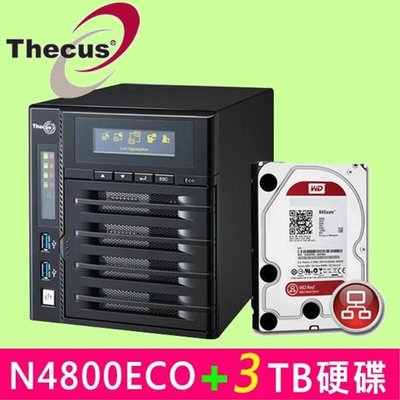 5Cgo【權宇】Thecus 4-Bay NAS N4800ECO 附紅標2TB硬碟*1 伺服器 N4800 會員扣5%