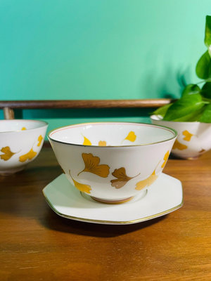 日本制造香蘭社香蘭社 稀有絕版  描金楓葉 銀杏葉紋樣