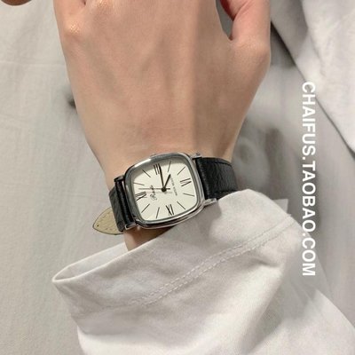 手錶 Chaifu studio /A82 方盤復古情侶款日本機芯手錶皮帶羅馬刻度 韓國時尚週 全館免運超夯 正品 活動