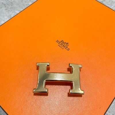 Hermes H LOGO 皮帶釦頭 18K玫瑰金《精品女王全新&amp;二手》