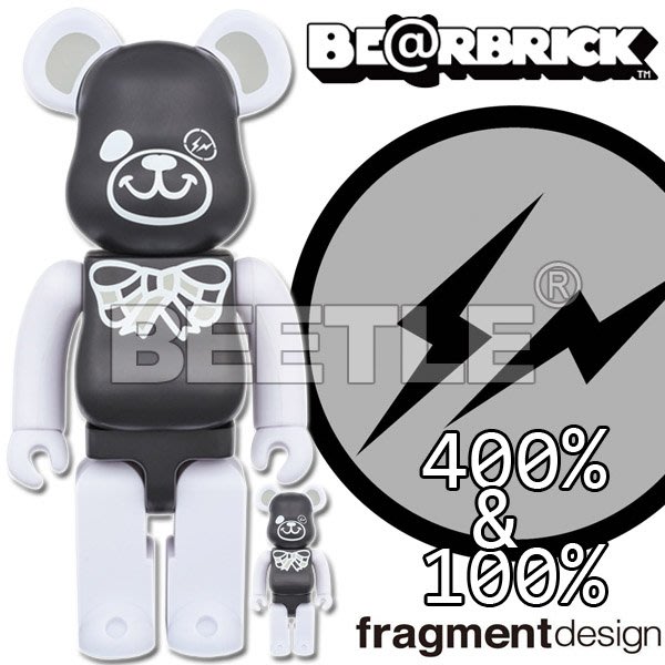 BEETLE BE@RBRICK FREEMASONRY FRAGMENT 共濟會黑白閃電100 400