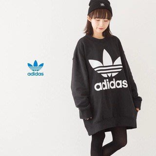 [MR.CH]Adidas Originals 三葉草 黑白 落肩 寬鬆 大學T長袖 男女可 CW1236