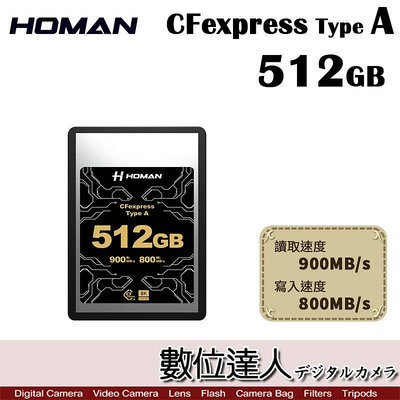【數位達人】HOMAN CFexpress Type A 512GB 記憶卡 R900 MB/s／FX3 A7R5 A7M4 A1