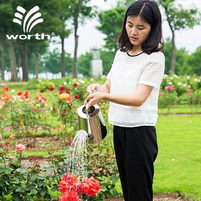 現貨 沃施worth園藝不銹鋼澆水壺花園澆花灑水壺家用盆栽植物淋水噴壺