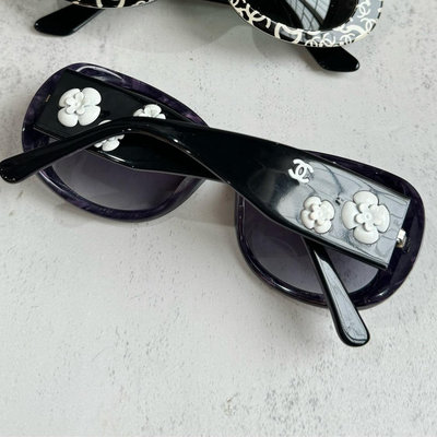 Chanel香奈兒山茶花墨鏡9.5新太陽眼鏡正品Chanelvintage中古墨鏡