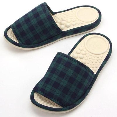 ☆注目の日本製 綠藍格紋健康腳底按摩拖鞋☆