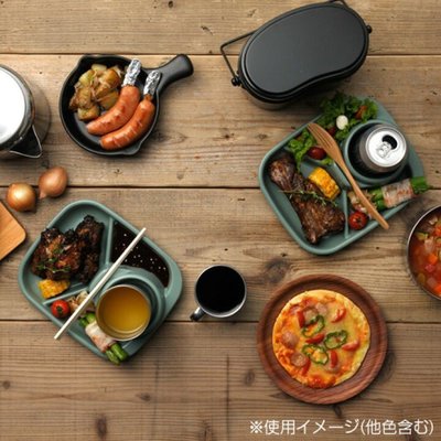 日本製分隔餐盤 inomata BBQ 烤肉 戶外 露營 自助餐 餐盤 餐具 耐熱 可洗碗機 筷架