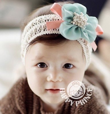＊愛漂漂＊【D025】雪紡大花朵蝴蝶結蕾絲公主髮帶 嬰兒寶寶髮帶/兒童髮飾頭飾